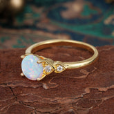 4 Prong Classic Round Opal Engagement Ring for Women